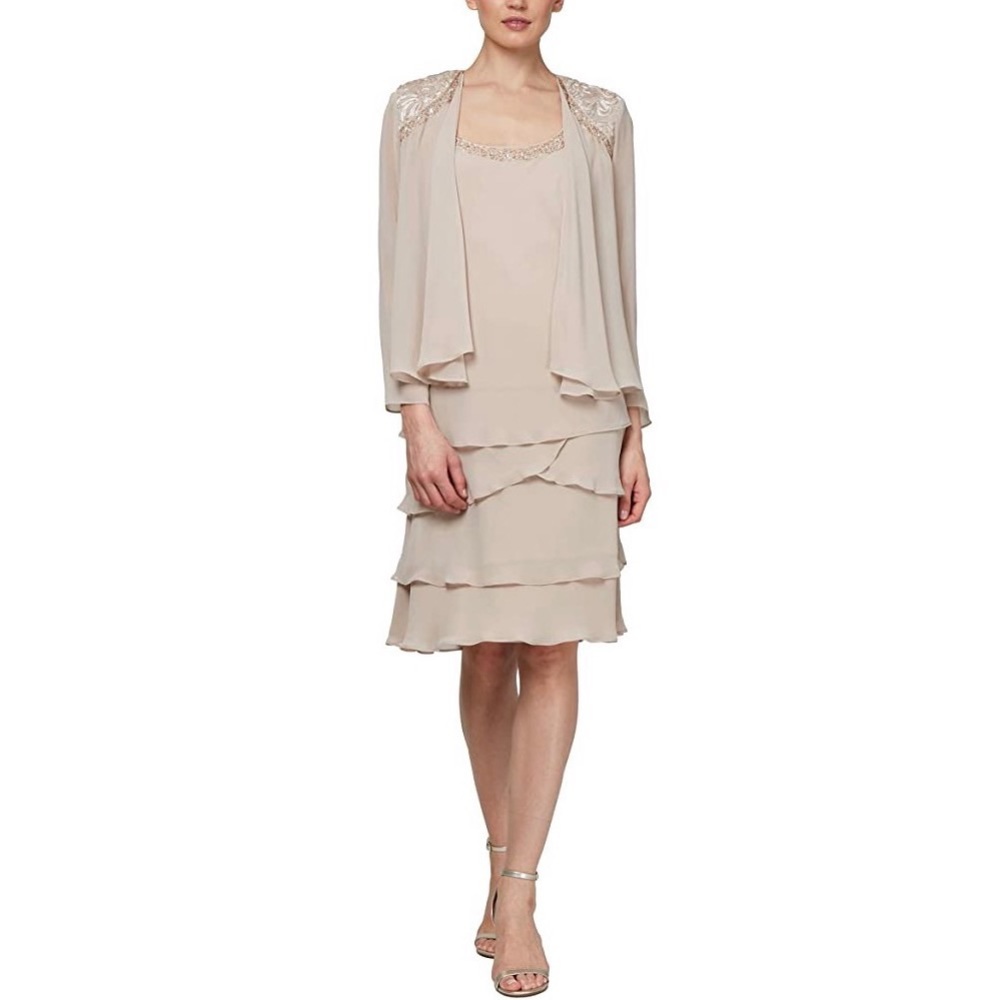 SLNY Gold Dress with Jacket